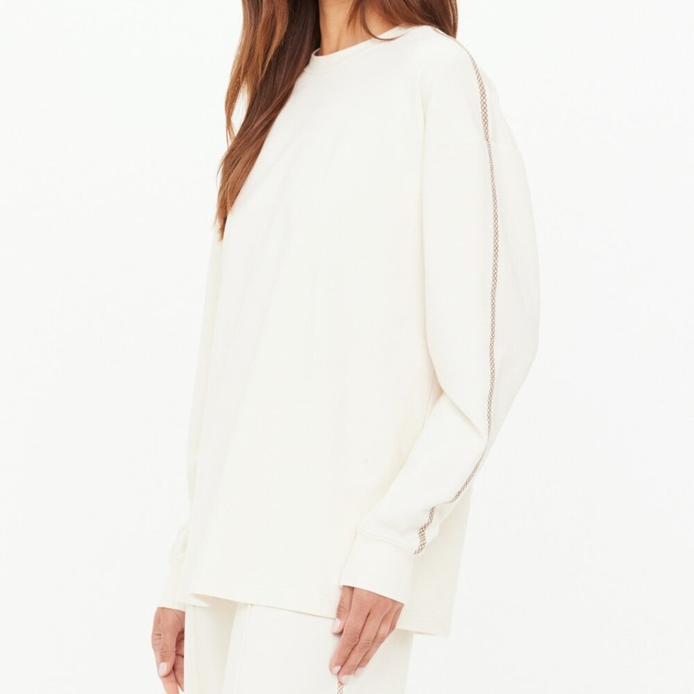 The Upside HAMSA SUNDAY LONG SLEEVE, creme cream evil eye, size S, NWT